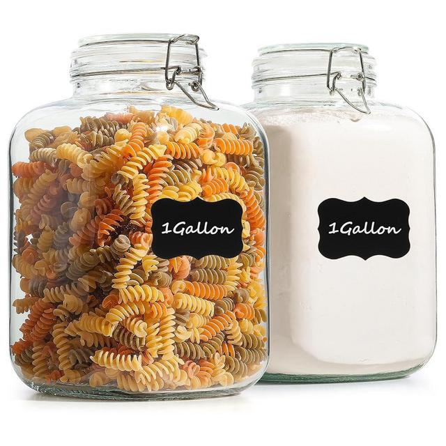 KTMAMA 1 Gallon Glass Jar with Lid, 128oz Glass Canister with Airtight Lid Set of 2, Extra Large Wide Mouth Mason Jars, Large Glass Containers for Canning, Flour, Sugar, Rice, Pickled Eggs