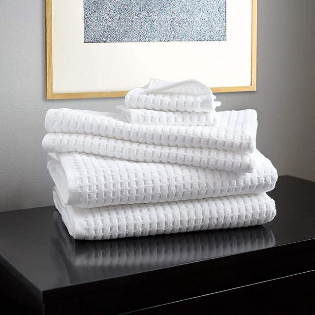 DKNY Quick Dry Cotton Towel Set - 2 Bath, 2 Hand, 2 Washcloths, White