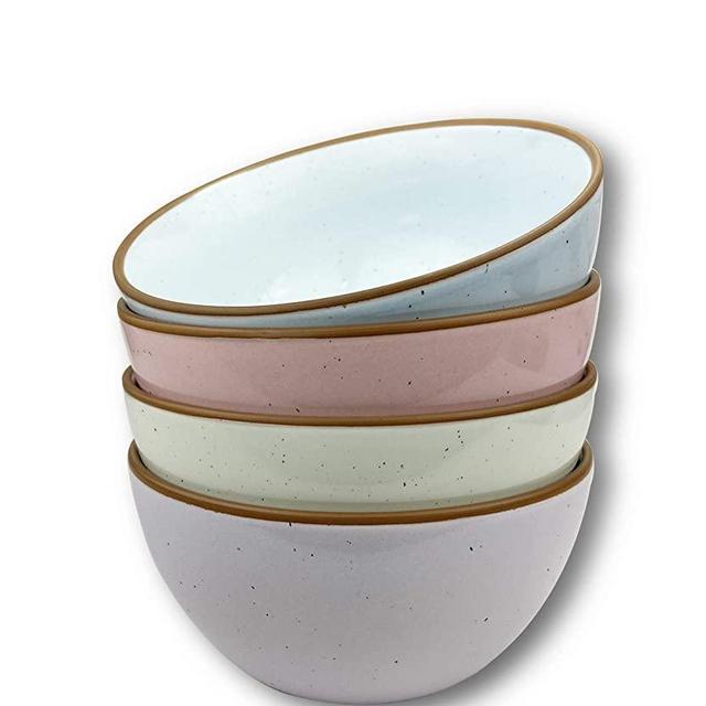 Mora Ceramic Bowls For Kitchen, 28oz - Bowl Set of 4 - For Cereal, Salad, Pasta, Soup, Dessert, Serving etc - Dishwasher, Microwave, and Oven Safe - For Breakfast, Lunch and Dinner - Assorted Colors