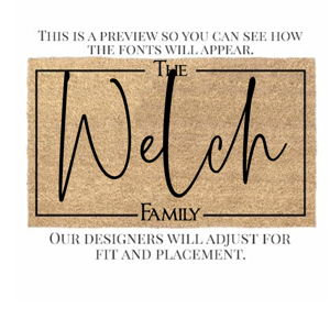 MRC Wood Products Personalized Family Name Coir Coconut Husk Doormat 18x30 or 24x36 (18"x 30")