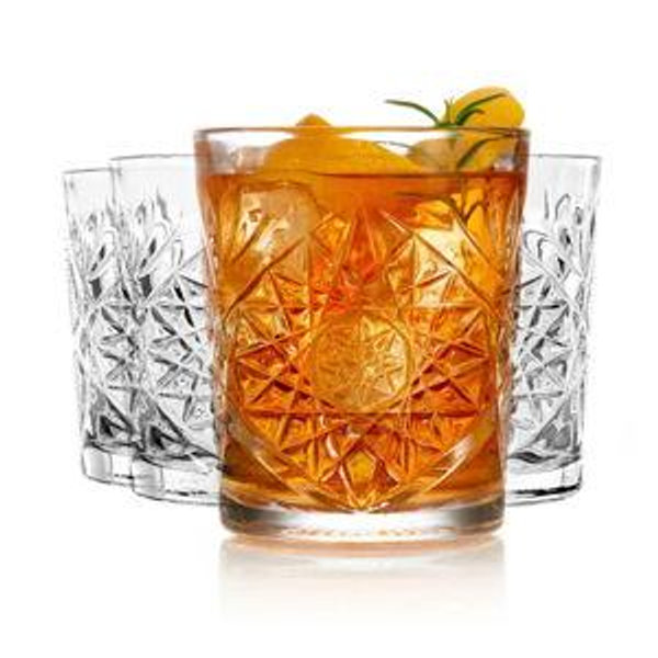 Libbey Hobstar Double Old Fashioned Glasses, 12-ounce, Set of 4