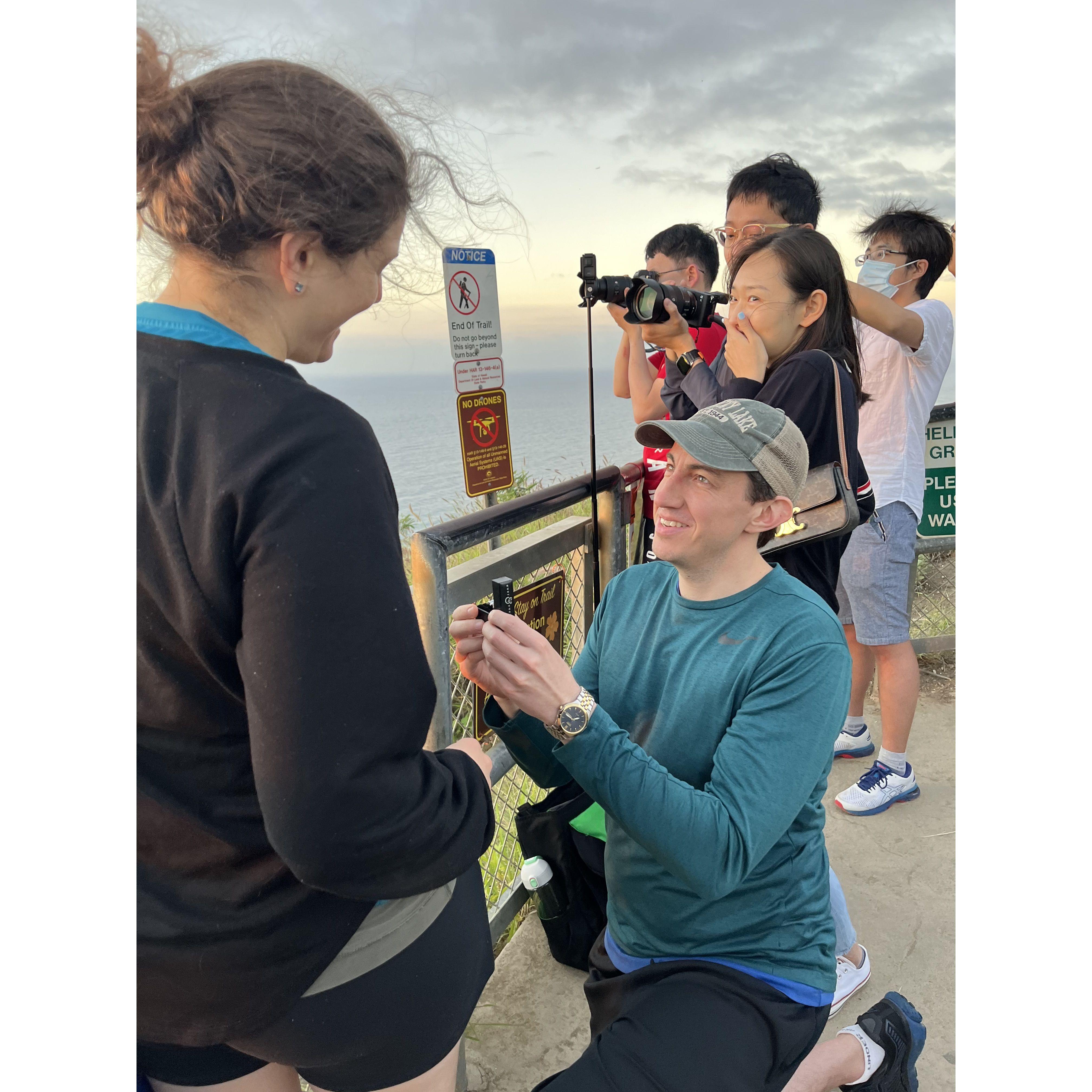 Thanks to this good samaritan who took photos of our engagement at Diamond Head!