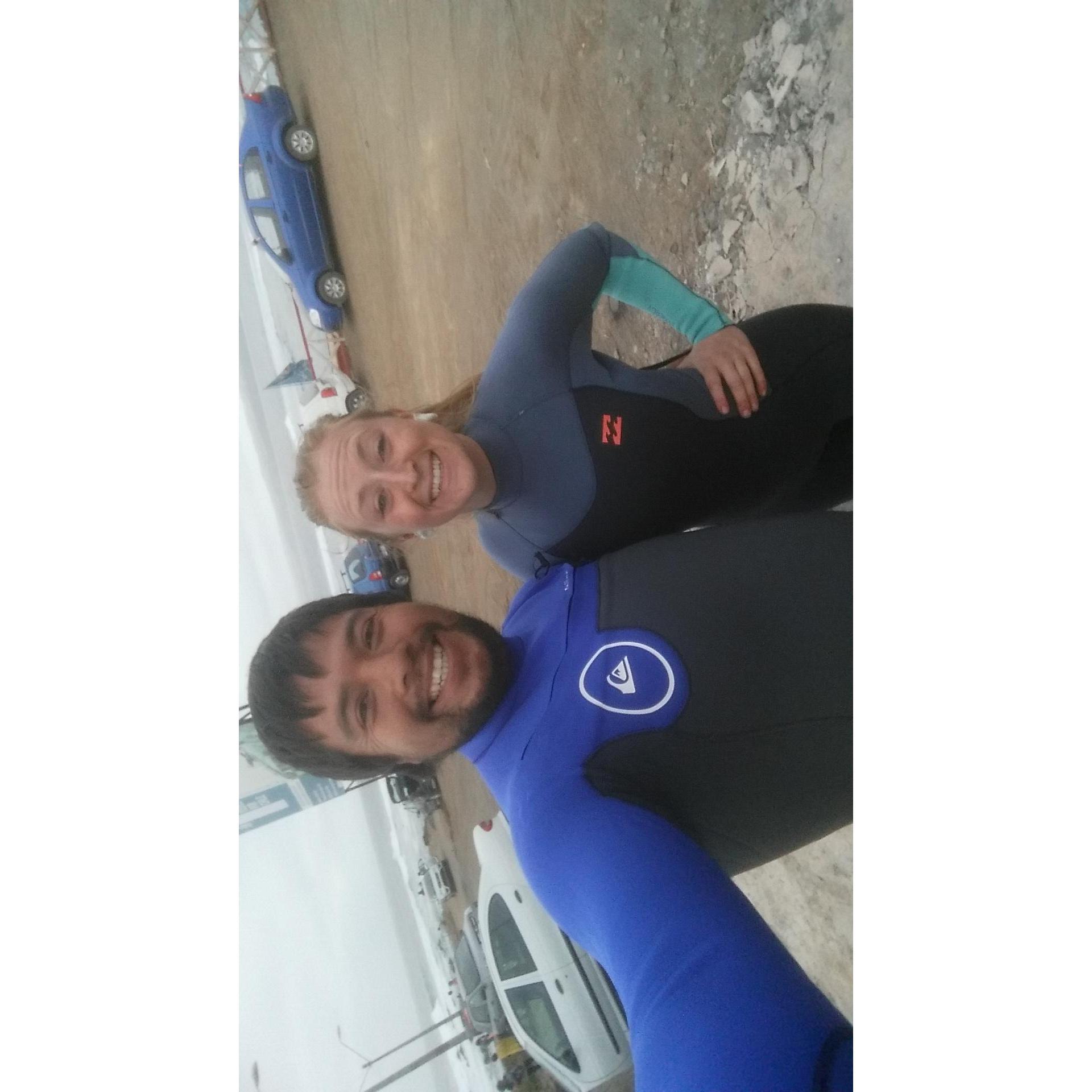 Getting geared up to go surfing!