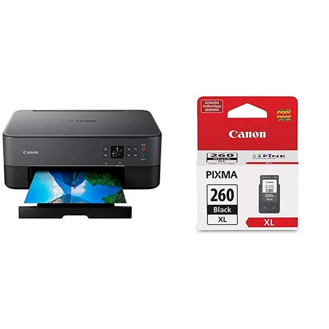 Canon TS6420 All-in-One Wireless Printer, Black with Canon PG-260XL Amr