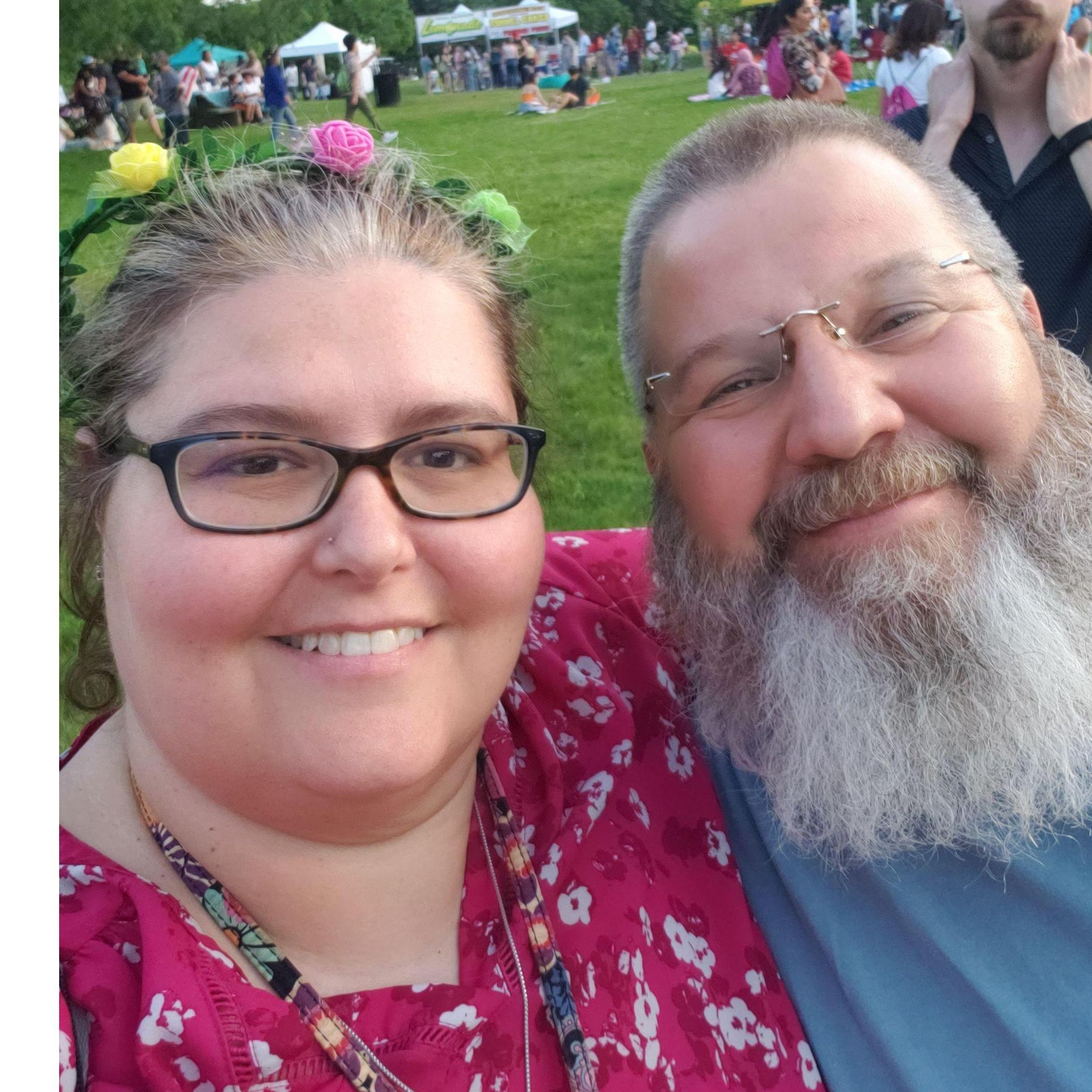 We're at the Lantern Festival waiting in line for food...Doug said we ordered too much.