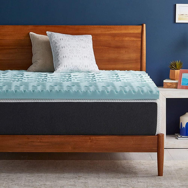 LUCID 3 Inch Gel Memory Foam Plush - Cooling Targeted Convoluted Comfort Zones mattress topper, King