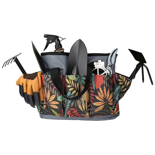 Scuddles Garden Tools Set - Succulent Outdoor Tool, Heavy Duty Gardening Work Set with Ergonomic Handle, with Non-Slip Rubber Grip, Storage Tote Bag,Gifts for Men and Women(Black and Orange)