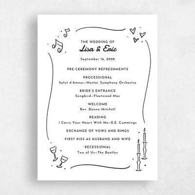 White Wedding Program - Aubrey