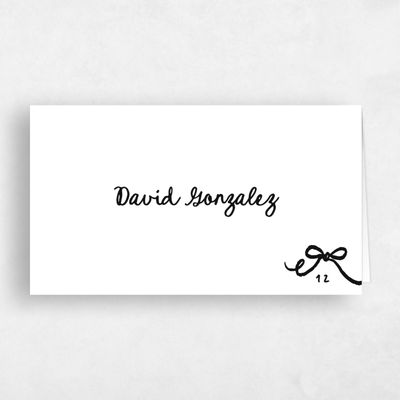 White Wedding Place Card - Emelia