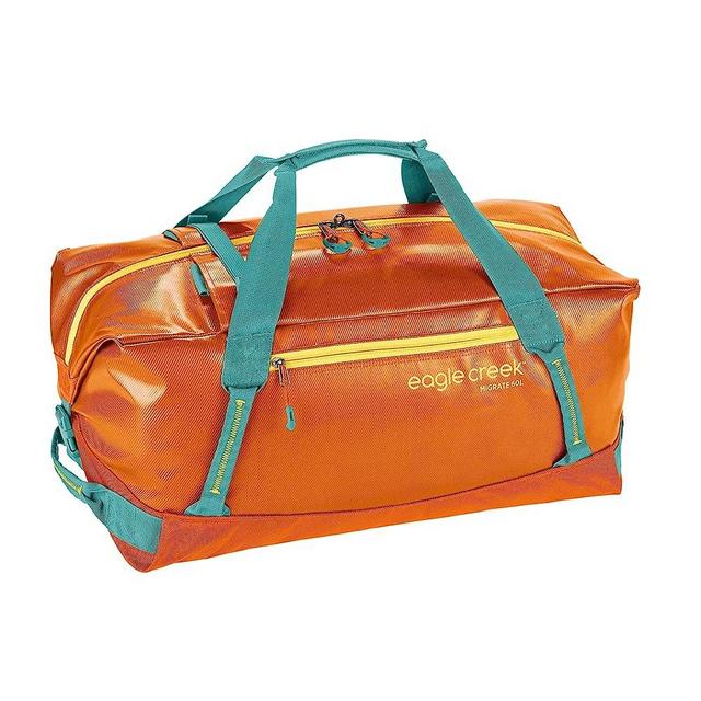 Eagle Creek Migrate Duffel 60L Travel Bag - Featuring Durable Water-Resistant 100% Recycled Materials, Wide Mouth Opening, and Tuck Away Backpack Straps, Dandelion Yellow