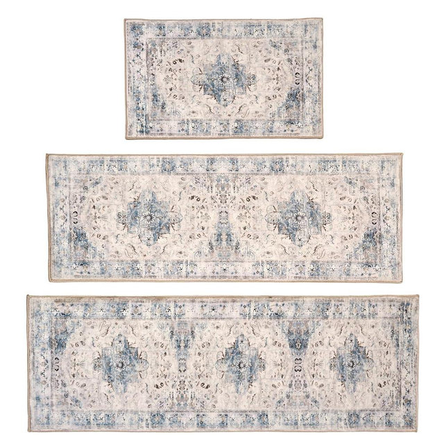 Kitchen Rug Set 3Pcs, Boho Rug Sets Non Slip Washable for Floor Thick Farmhouse Kitchen Decor Runner Rugs for Kitchen, Entryway，Laundry, Hallways 20''x32''+20''x48''+20''x59