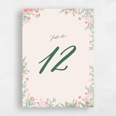 Hunter, Green Wedding Table Number - Josette