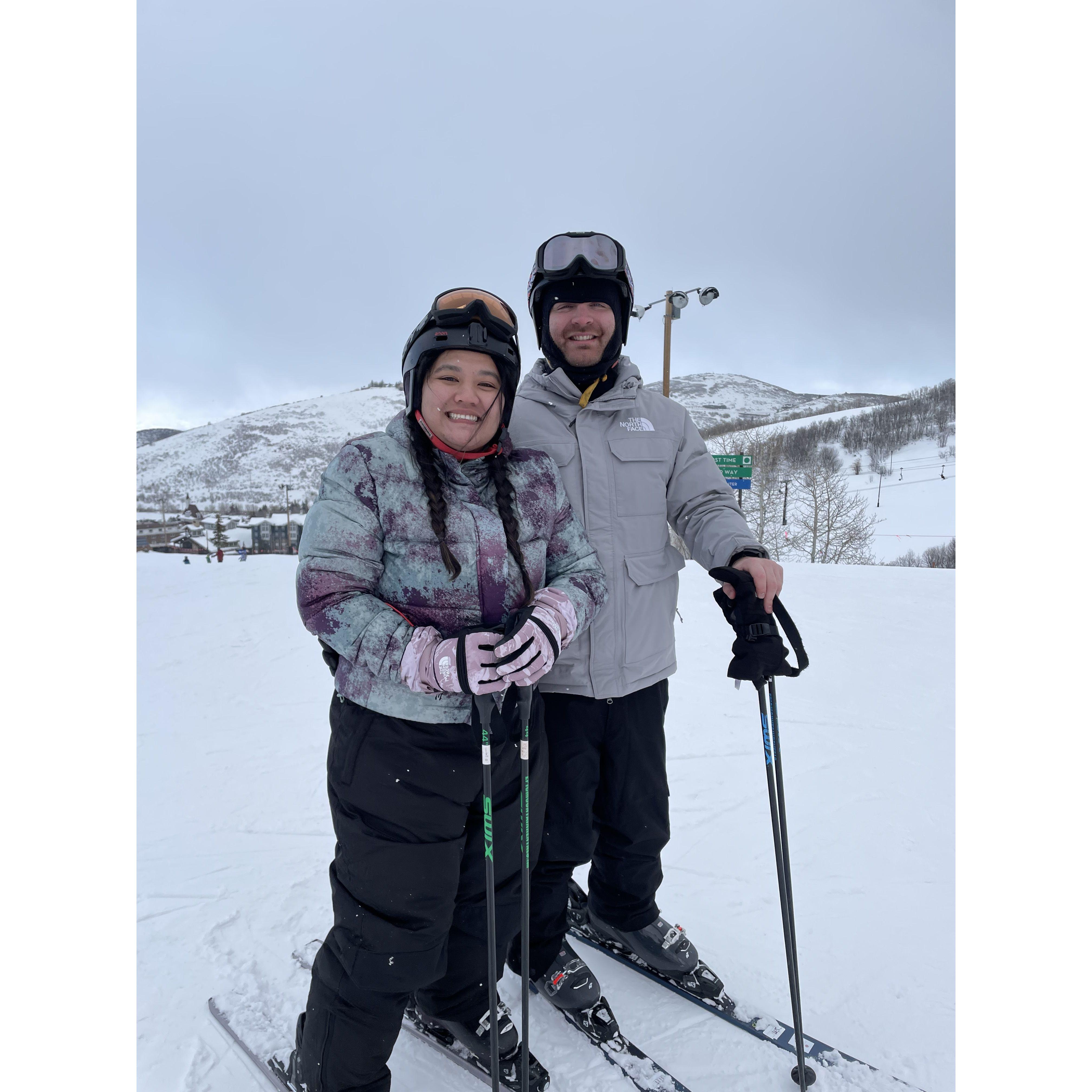 Liz tries skiing for the first time and only gets mad at Jim once, back in 2023.