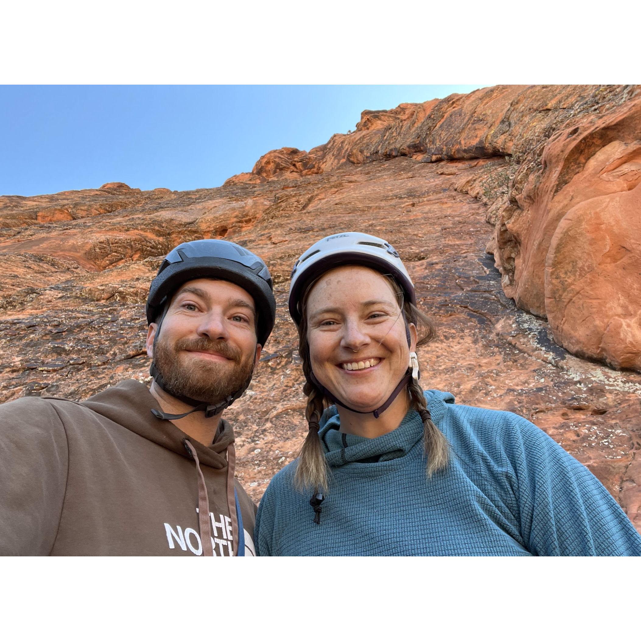 Right before the climb where Zach popped the question. St. George, Utah