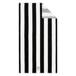 Pottery Barn Reversible Awning Stripe Beach Towel - Black/Gray