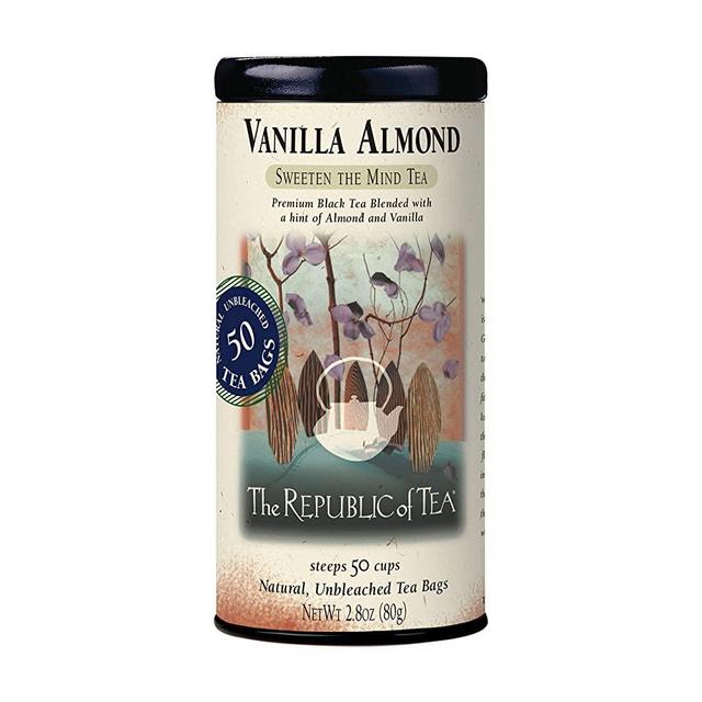 The Republic of Tea — Vanilla Almond Black Tea Tin, 50 Tea Bags, Naturally Caffeinated