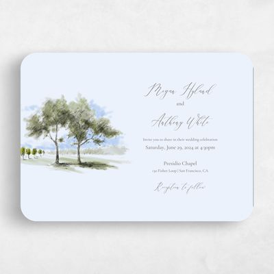 Beige Rounded Wedding Invitation - Rieden Landscape