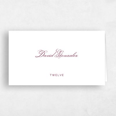 Burgundy, Red Wedding Place Card - Arthur