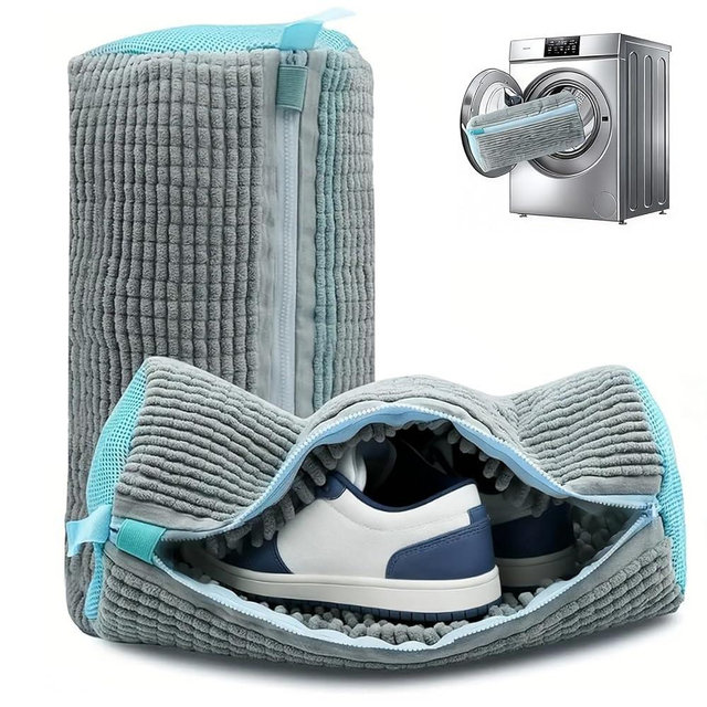 Shoe Washing Bag, Laundry Shoe Bag, Reusable Shoe Washing Bag, 360 ° Deep Cleaning,Suitable for All Shoe Types, With Self-Locking Zipper, 2-pack (Grey)