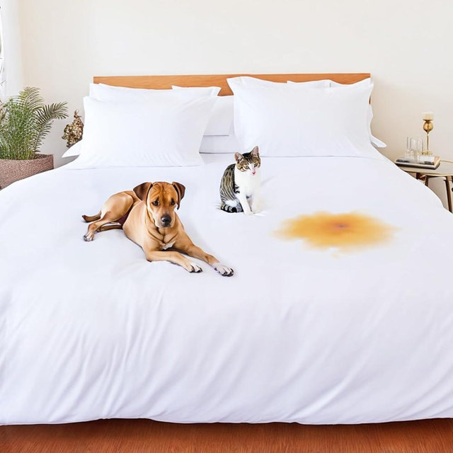 Waterproof Duvet Cover - Incontinence Comforter Protector Bedding King Size Washable Moisture Wicking- Waterproof Duvet Protector with Corner Ties - Ideal for Kids, Elderly, Dog, Cat Pet Owner