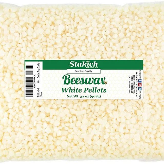 Stakich White Beeswax Pellets - Natural, Cosmetic Grade - 2 Pound (in 1 Pound Bags)