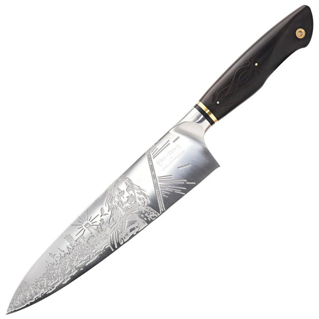 Dalstrong Chef Knife - 8 inch - Lord of the Rings™ Edition - Official Licensed Collection - Humans Aragorn - Premium German X50CRMOV15 Steel - Ebony Wood Handle - Leather Sheath