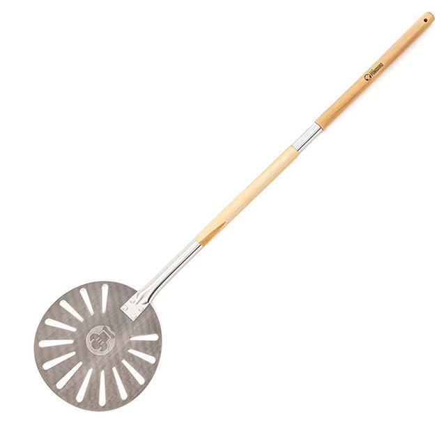 Chef Pomodoro Aluminum 9-Inch Turning Pizza Peel with Detachable Wood Handle for Easy Storage, 47-Inch Long, Gourmet Luxury Pizza Paddle for Baking Homemade Pizza Bread