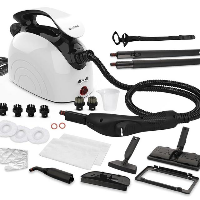 Steam Cleaner, Multipurpose Powerful Steamer with 21 Accessories, Portable Handheld Steam Mop with 38OZ Tank, Natural Cleaning for Home Use, Floor, Grout, Tile, Couch, Carpet, Car White