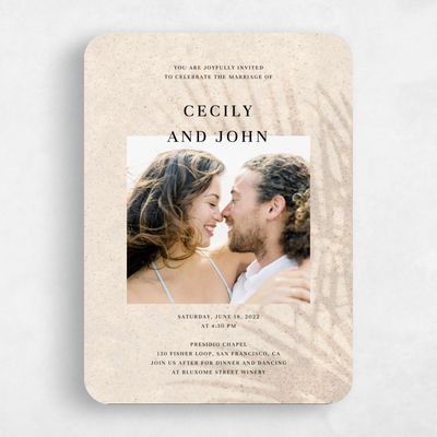 Beige Rounded Wedding Invitation - Seabay Portrait