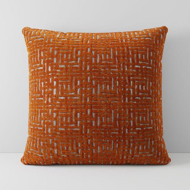 Allover Crosshatch Jacquard Velvet Pillow Cover, 20"x20", Copper