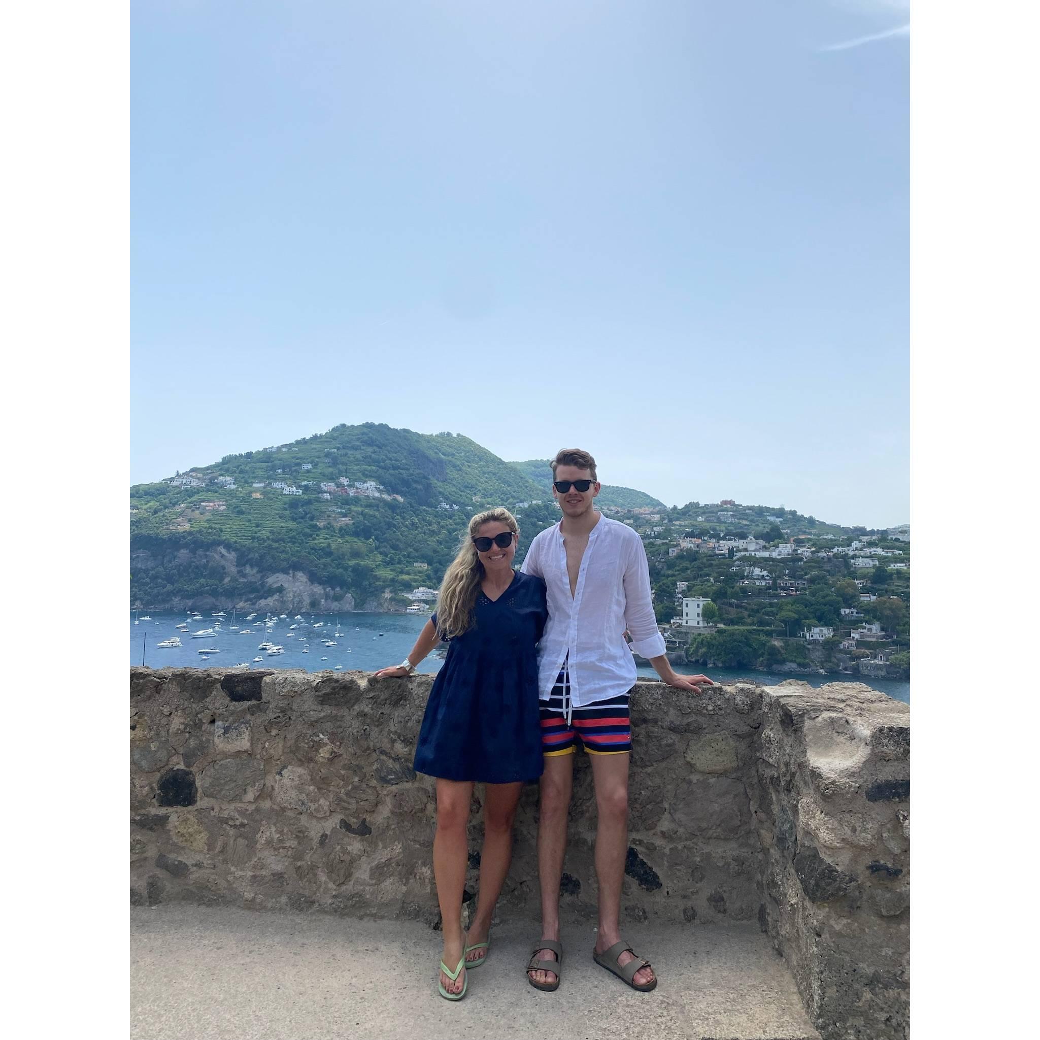 Visiting a castle in Ischia, Italy.