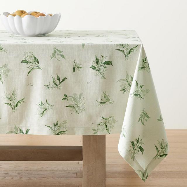 Monique Lhuillier Lily of the Valley Rectangular Cotton Tablecloth, 70" x 108"