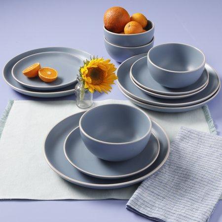 Better Homes & Gardens Zuri Matte 12-Piece Dinnerware Set (Blue)