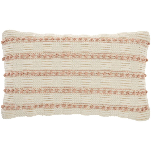 12"x20" Oversize Life Styles Woven Lines and Dots Lumbar Throw Pillow Blush - Mina Victory