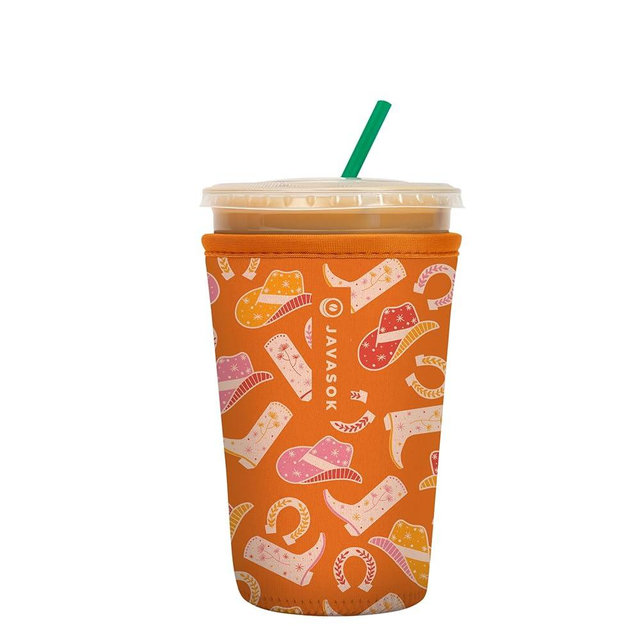 Sok It Java Sok Iced Coffee & Cold Soda Insulated Neoprene Cup Sleeve (Cowgirl Couture, Medium: 24-28oz)