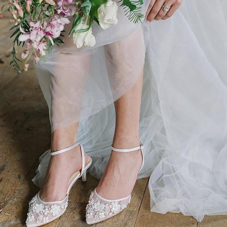 Bella Belle Shoes, Rosa Kitten Heel Pearl Wedding Shoes Zola - Main Image