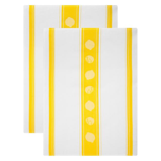 2pk Jacquard Lemon Print Cotton Towel Yellow- Mu Kitchen