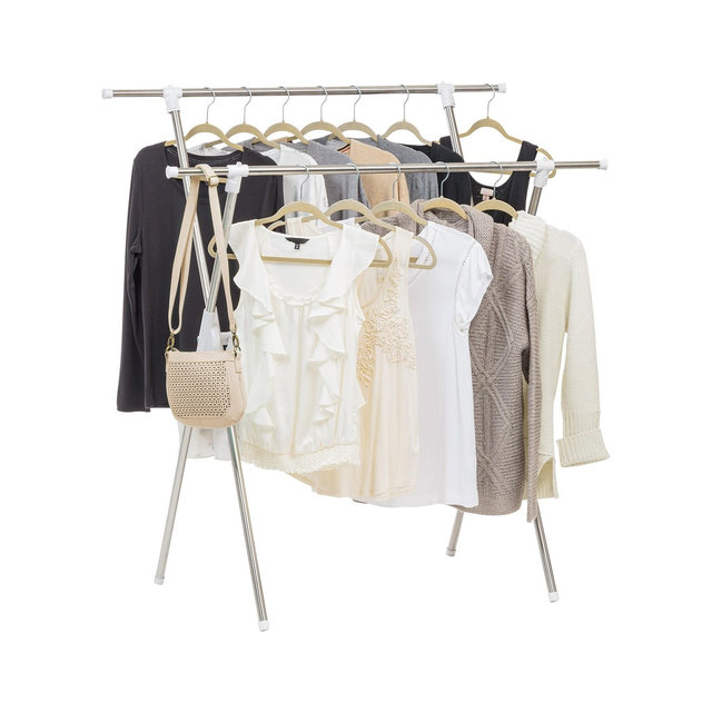 IRIS USA Foldable Clothes Drying Rack with Extendable Rods for Large Laundry Loads