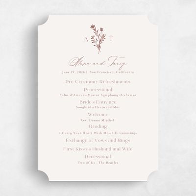 Brown Ticket Wedding Program - Hazel