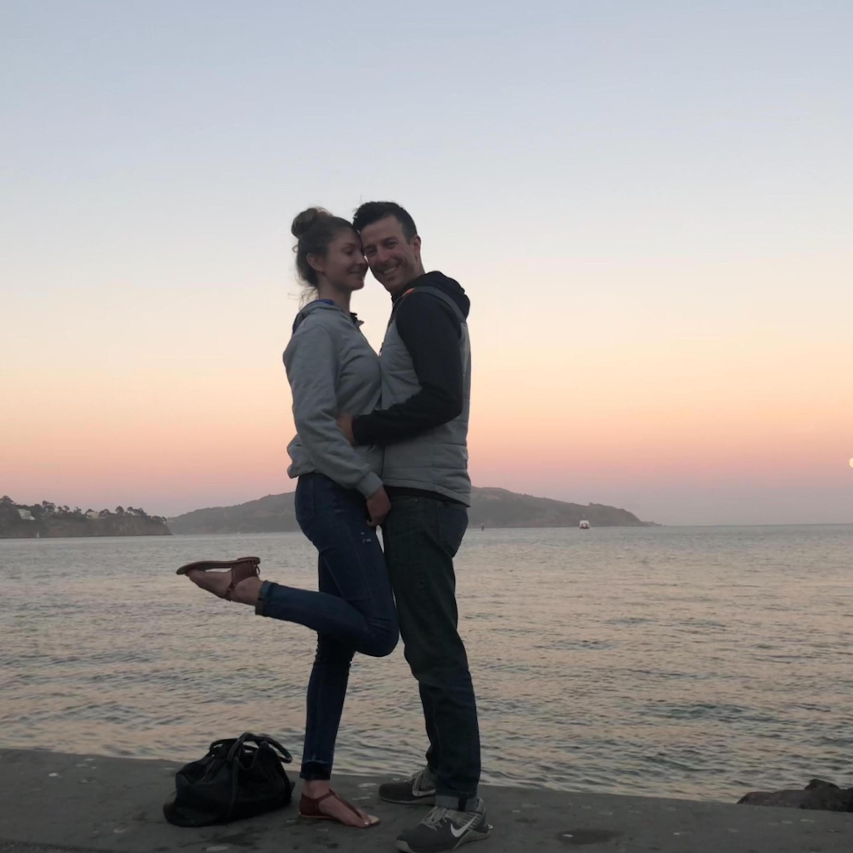 Conroy came to town and snapped this photo of the lovebirds while walking around Sausalito.