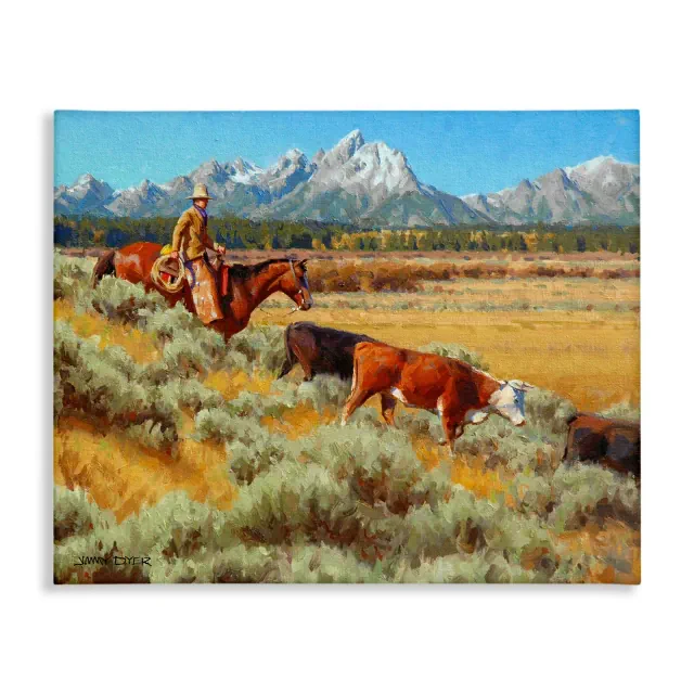 Stupell Industries Western Ranch Horse Cattle Canvas Art, 30" x 24"