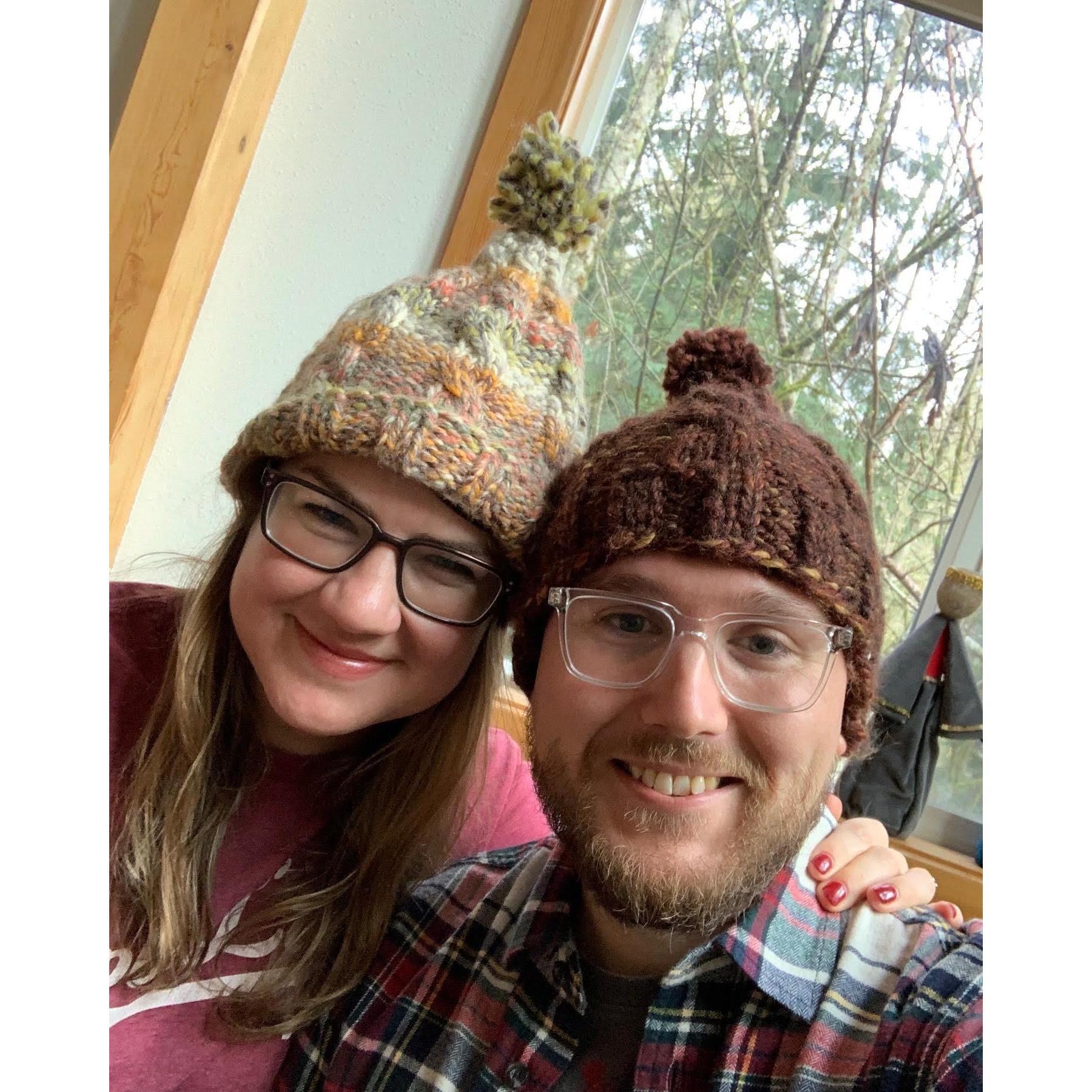 Christmas morning in Amy's mother's hats.