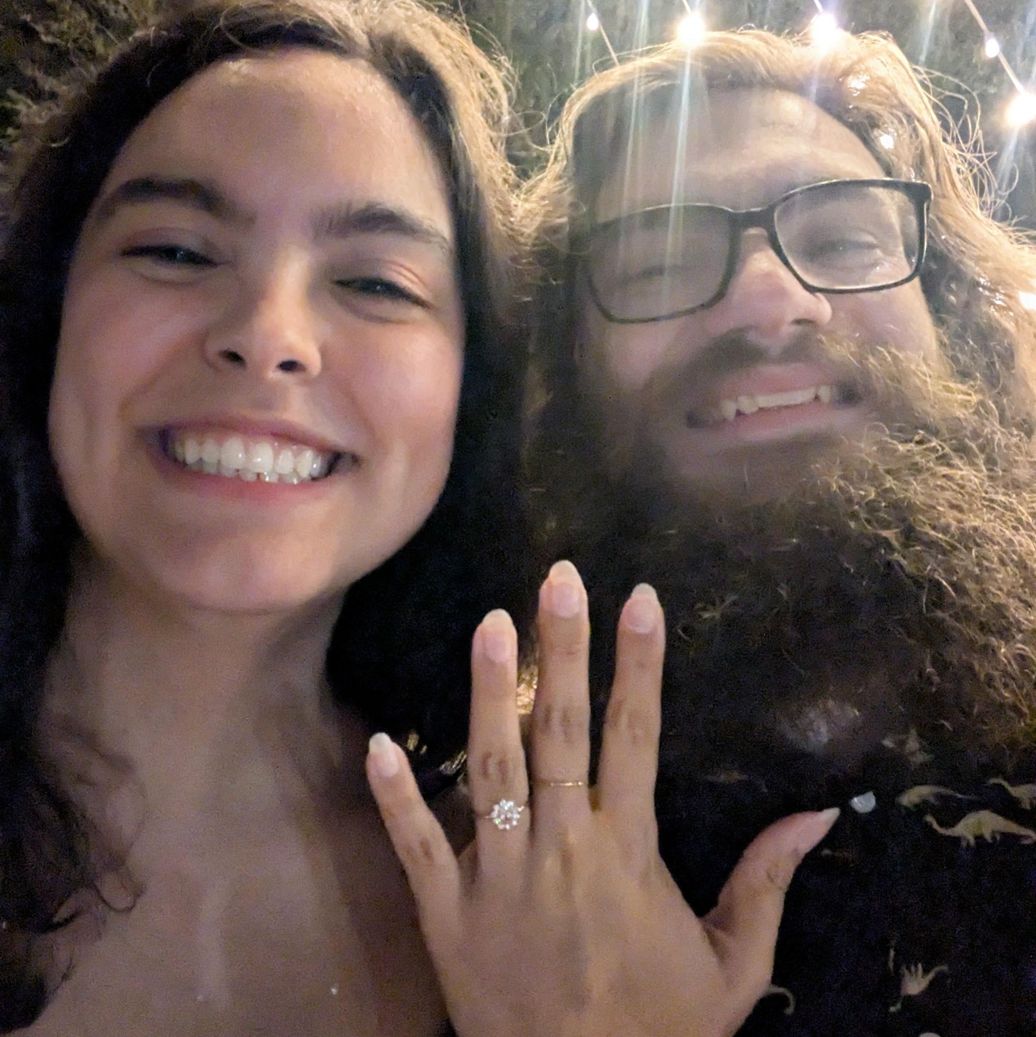 The night we got engaged. Right outside our favorite Korean BBQ restaurant.