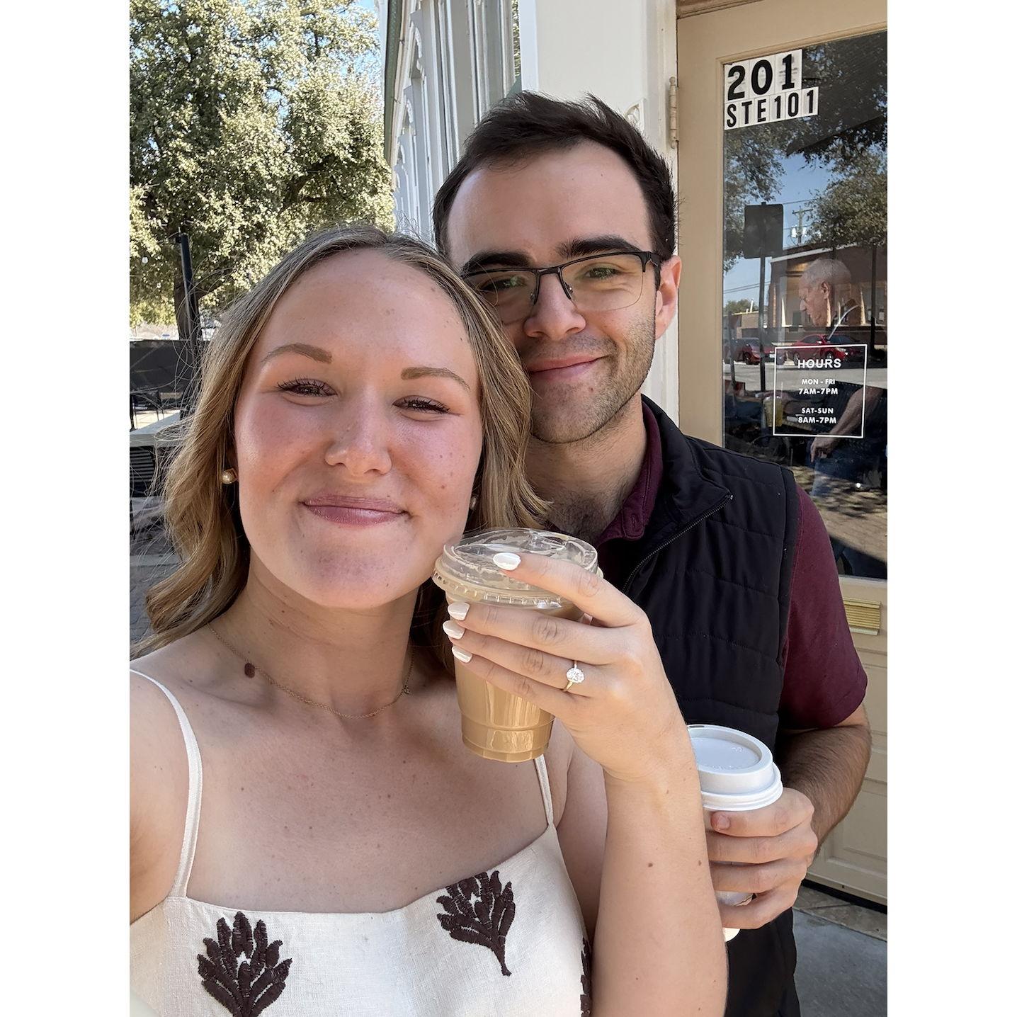 Visiting the spot of our first date the day after getting engaged