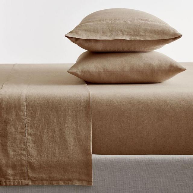 Toffee Belgian Flax Linen Sheet Set, Queen