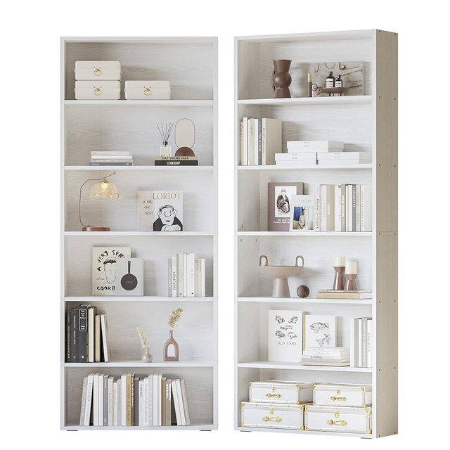 IRONCK Bookshelves and Bookcases Set of 2 Floor Standing 6 Tier Display Storage Shelves 70in Tall Bookcase Home Decor Furniture for Home Office, Living Room