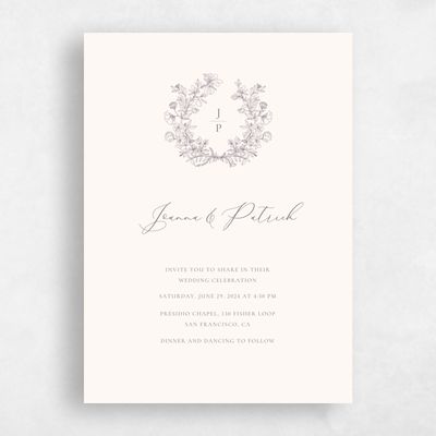 Beige Wedding Invitation - Abelli Portrait