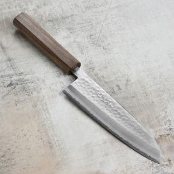 Masutani VG1 Hammered 7" Gyuto, Octagonal Walnut Handle