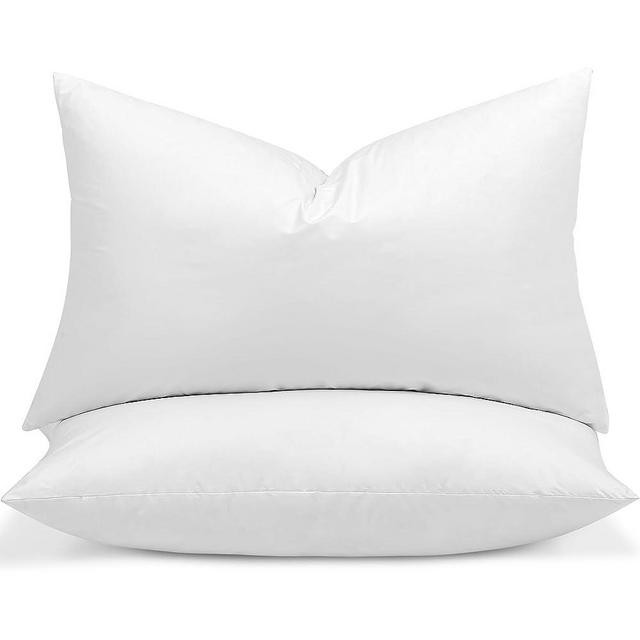 Acteb Basic Goose Down Feather Pillows King Size Set of 2 Pack Hotel Collection Bed Pillow for Sleeping Medium Firmness, 20x36 Inches