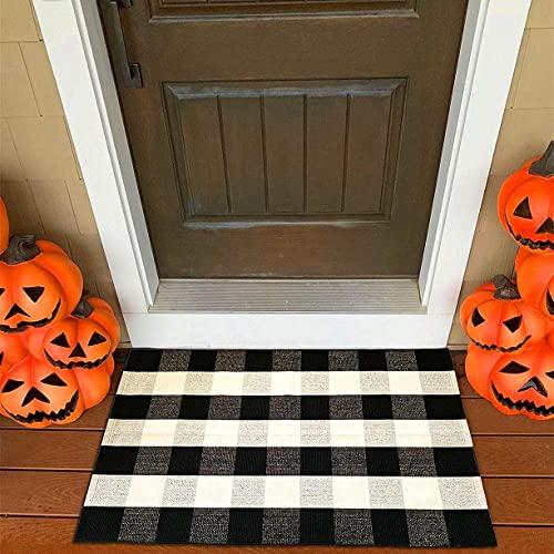 Levinis Buffalo Plaid Rugs, Buffalo Check Rug 27.5''×43'', Washable Woven Outdoor Rugs for Layered Door Mats, Perfect Size for Hello Welcome Doormat